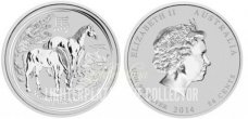 Ag-AUS14.50c.1/2.Horse Australia Lunar II. 1/2 oz Silver "Year of the Horse" 2014 BU